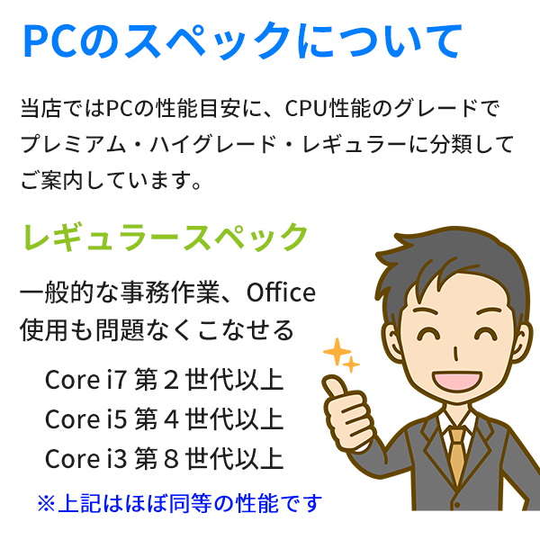 メーカーおまかせPC レギュラースペック　Dランク　13~14インチノート　Office付　4GB/256GB